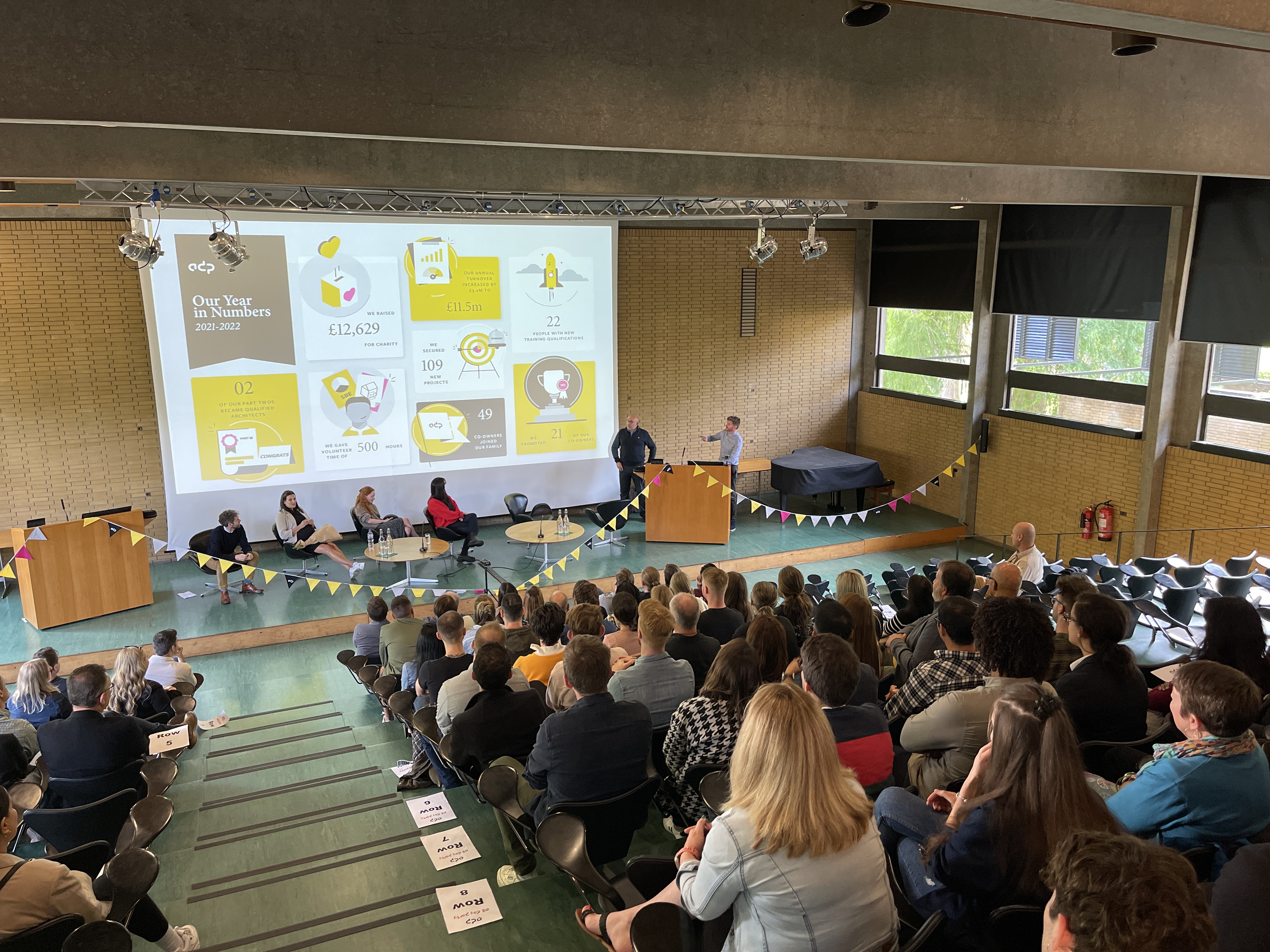 Practice Event Presentation - all ADP staff sat in lecture theatre together