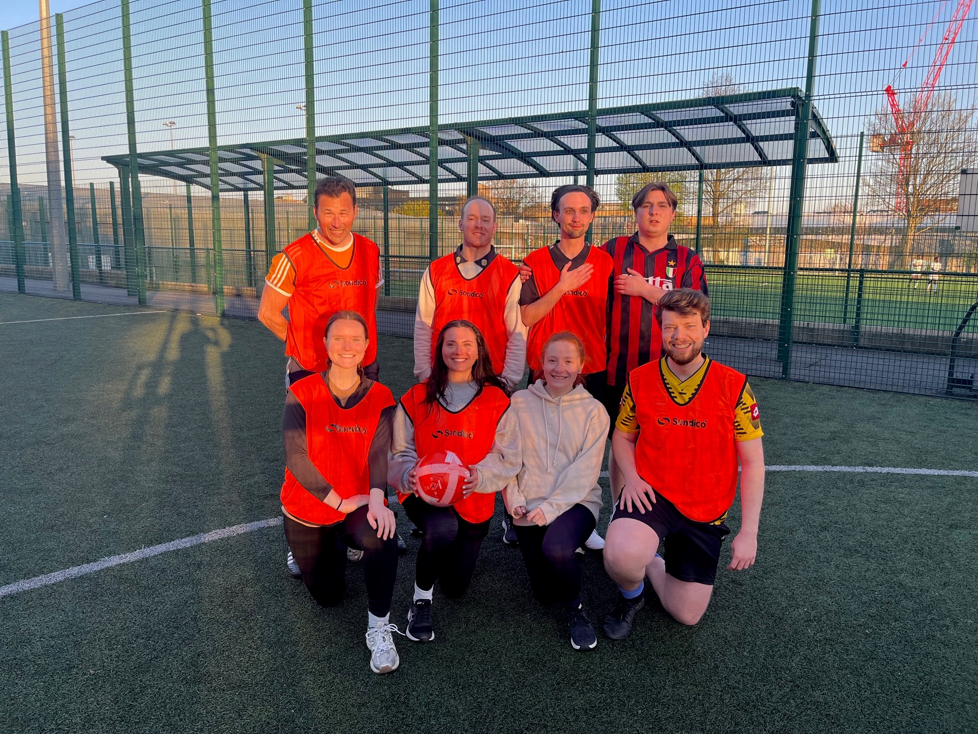 London team take part in local football match. Team photo.