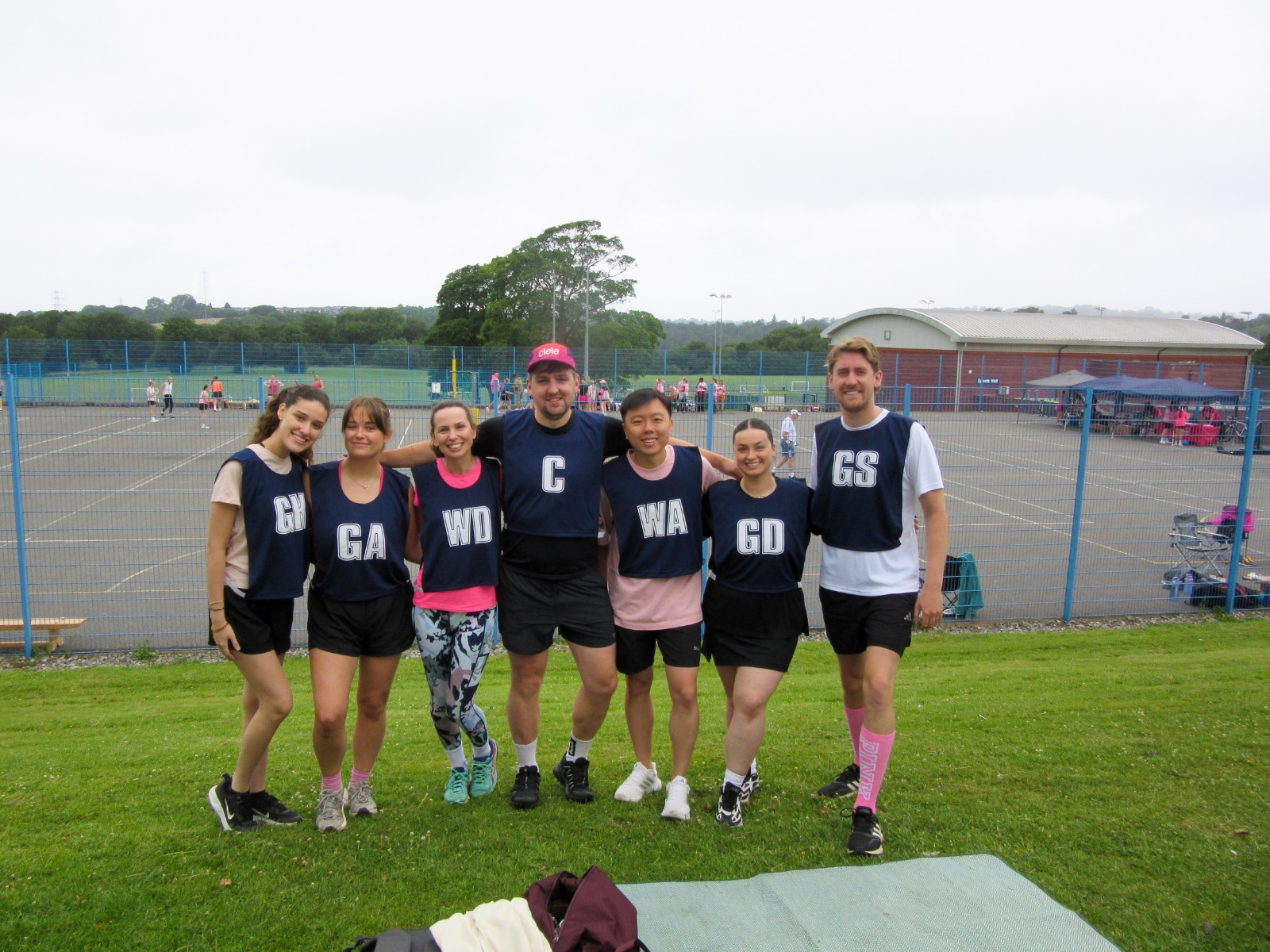 Manchester team take part in a charity netball tournament. Team photo.